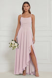 Dusty Sage Spaghetti Straps Ruffled Asymmetrical Floral Bridesmaid Dress