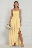 Dusty Sage Spaghetti Straps Ruffled Asymmetrical Floral Bridesmaid Dress