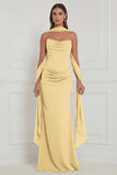 Strapless Floral Dusty Sage Bridesmaid Dress with Scarf