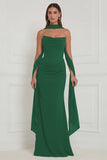Strapless Floral Dusty Sage Bridesmaid Dress with Scarf
