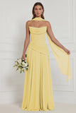 Dusty Sage Floral A Line Bridesmaid Dress with Scarf