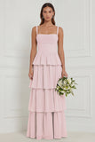 A Line Tiered Floral Dusty Sage Bridesmaid Dress