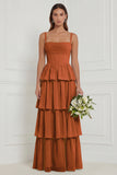 A Line Tiered Floral Dusty Sage Bridesmaid Dress