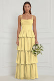 A Line Tiered Floral Dusty Sage Bridesmaid Dress