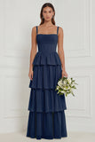 A Line Tiered Floral Dusty Sage Bridesmaid Dress