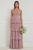 A Line Tiered Floral Dusty Sage Bridesmaid Dress