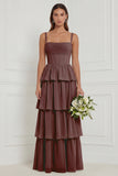 A Line Tiered Floral Dusty Sage Bridesmaid Dress
