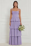 A Line Tiered Floral Dusty Sage Bridesmaid Dress