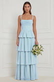 A Line Tiered Floral Dusty Sage Bridesmaid Dress