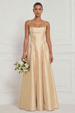 A Line Spaghetti Straps Blue White Flower Bridesmaid Dress