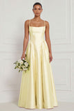 A Line Spaghetti Straps Blue White Flower Bridesmaid Dress