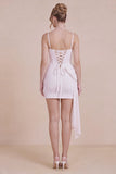 White Corset Spaghetti Straps Bodycon Graduation Dress with Bow