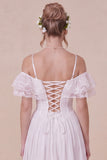 Off the Shoulder Corset White Ruffled Engagement Dress