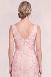 Blush Pink V-Neck Appliqued Mermaid Mum Of the Bride Dress with Sequins