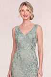 Blush Pink V-Neck Appliqued Mermaid Mum Of the Bride Dress with Sequins