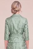 Jacquard A Line Green Long Mum of the Bride Dress with Sash