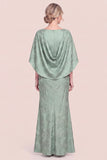 Mermaid Sky Blue Jacquard Mum of the Bride Dress with Cape