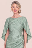 Mermaid Sky Blue Jacquard Mum of the Bride Dress with Cape