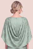 Mermaid Sky Blue Jacquard Mum of the Bride Dress with Cape
