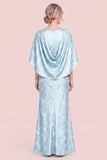 Mermaid Sky Blue Jacquard Mum of the Bride Dress with Cape