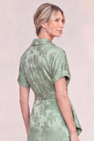 Green Jacquard Mum of the Bride Dress with Slit