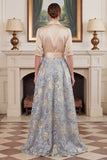 Jacquard A Line Champagne Mum of the Bride Dress with Sash