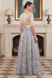 Jacquard A Line Champagne Mum of the Bride Dress with Sash