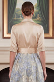 Jacquard A Line Champagne Mum of the Bride Dress with Sash