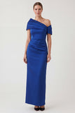 One Shoulder Royal Blue Sheath Mum of the Bride Dress with Slit