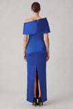 One Shoulder Royal Blue Sheath Mum of the Bride Dress with Slit