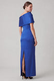 One Shoulder Royal Blue Sheath Mum of the Bride Dress with Slit