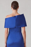 One Shoulder Royal Blue Sheath Mum of the Bride Dress with Slit