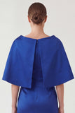 Royal Blue Sheath Ruched Mum of the Bride Dress with Cape