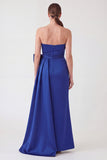 Strapless Royal Blue Sheath Mum of the Bride Dress with Side Streamer