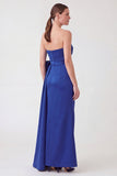 Strapless Royal Blue Sheath Mum of the Bride Dress with Side Streamer