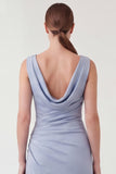 Light Blue Mermaid Cowl Neck Maxi Dress