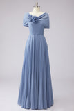 2 Piece Dusty Blue Strapless Mum of the Bride Dress with Cape