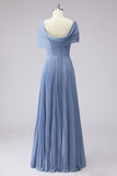 2 Piece Dusty Blue Strapless Mum of the Bride Dress with Cape