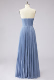 2 Piece Dusty Blue Strapless Mum of the Bride Dress with Cape