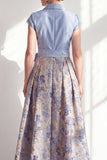 Green Jacquard A Line Mum of the Bride Dress with Sash