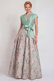 Green Jacquard A Line Mum of the Bride Dress with Sash