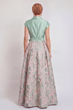 Green Jacquard A Line Mum of the Bride Dress with Sash