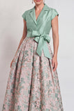 Green Jacquard A Line Mum of the Bride Dress with Sash