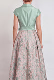 Green Jacquard A Line Mum of the Bride Dress with Sash