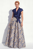 Green Jacquard A Line Mum of the Bride Dress with Sash