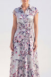 Black Collar Floral Mother of the Bride Dress with Sash