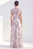 Black Collar Floral Mother of the Bride Dress with Sash