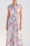 Black Collar Floral Mother of the Bride Dress with Sash