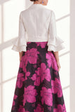 Fuchsia Flower A Line Long Mum of the Bride Dress with Sash