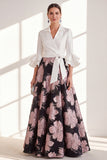 Fuchsia Flower A Line Long Mum of the Bride Dress with Sash